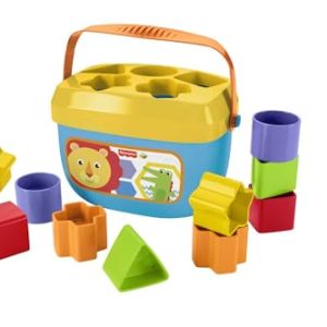 Fisher-Price Blocos infantis, brinquedo para bebês a partir de 6 meses, dez blocos coloridos para classificar, empilhar e encaixar, motricidade fina, cores, formas, FFC84.