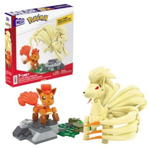 MEGA Pokémon Evolução de Vulpix Pacote com 2 Figuras (Vulpix e Ninetales) 145 Blocos de construção, Brinquedo +7 anos (Mattel HTH79)