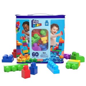Mega Bloks Bolsa clássica com 60 Blocos de construção, Brinquedos para bebês 1 ano (Mattel DCH55)