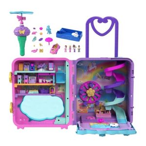 Polly Pocket Mala de Férias com Rodas Cofre com bonecas e Acessórios, Brinquedo +4 anos (Mattel HKV43)