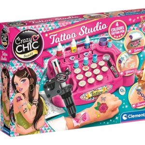 Clementoni - Estúdio de Tatuagem, Jogo de Tatuagens Totalmente Seguro, com Purpurina Glitter, a Partir de 6 anos (18602), Multicolorido.