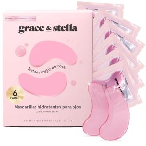 Grace & Stella Patches para Olhos - Bolsas e Olheiras - Antienvelhecimento e Antiolheiras com Ácido Hialurônico - Veganos e Não Testados em Animais [6 Pares, Rosa]