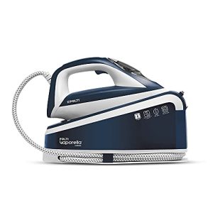 Polti Vaporella Express VE30.10, Ferro Gerador de Vapor, Pressão da Bomba até 8 Bar, Potência 2200 W, Função Eco, Tecnologia One Temperature, Ajuste Digital, Azul e Branco.