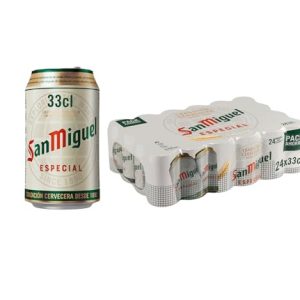 San Miguel Especial Lager, Pack 24 Latas x 33cl, Cerveja Premium Espanhola, Qualidade Tradicional e Sabor Refrescante, 5,4% Volume de Álcool.