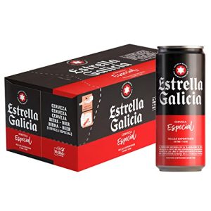Estrella Galicia Especial - Cerveja Lager Especial, Pacote com 10 Latas de 33 cl, Sabor Leve e Amargo, Aroma de Lúpulo, 5,5% de Volume de Álcool.