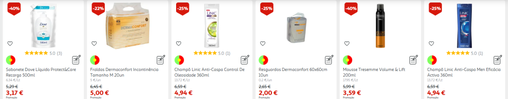 Produtos de beleza e higiene em promoção no Auchan com descontos até 75%