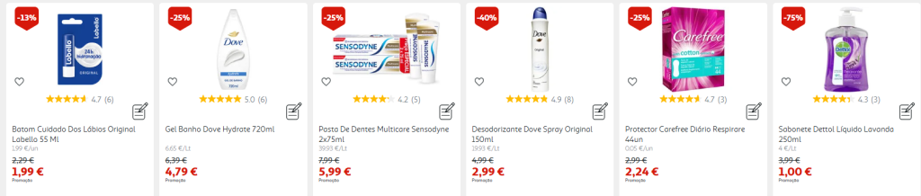 Produtos de beleza e higiene em promoção no Auchan com descontos até 75%