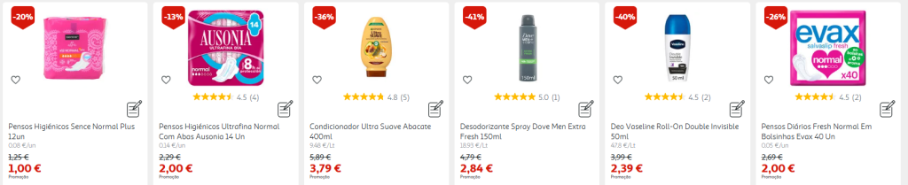 Produtos de beleza e higiene em promoção no Auchan com descontos até 75%