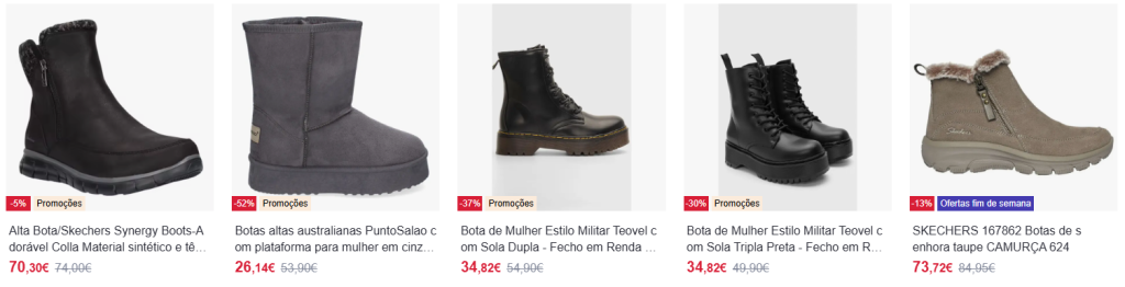Calçado com desconto na Miravia: botas, ténis e acessórios de moda.