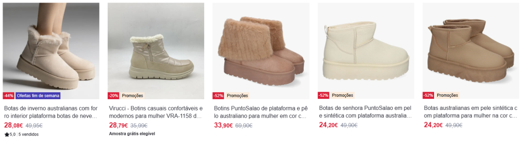 Calçado com desconto na Miravia: botas, ténis e acessórios de moda.