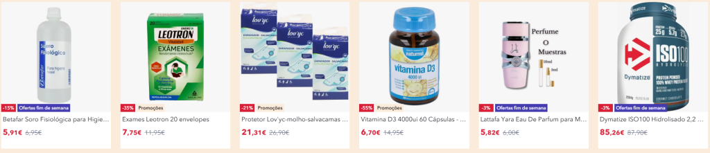 Produtos de maquilhagem e cuidados de pele em promoção.