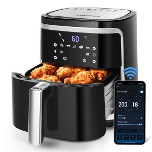 AIGOSTAR Fritadeira a Ar sem Óleo 7L, 1900W, Inteligente. Conexão Wi-Fi. Tela LED touch, 7 funções pré-definidas + manter aquecido e modo manual, Livre de BPA.
