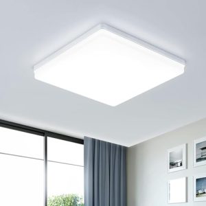 LÂMPADA DE TETO EASY EAGLE LED 48W 4800LM Moderna Quadrada Painel de Luz LED 6500K Lâmpada de Teto IP44 Impermeável para Banheiro Sala Quarto Cozinha Escritório Sala de Jantar Ø30CM