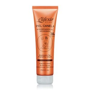 Elifexir Pele Canela SPF 30 | Acelerador do Bronzeado | Gel Bronzeador | Bronzeado Intenso e Duradouro | À Prova d'Água | Protetor Solar UVA, UVB e IR-A | Com Monoï do Tahiti | 150ml