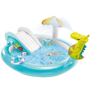 INTEX 57165 - Piscina infantil inflável com dispersor de água e escorregador crocodilo, centro de jogos para crianças