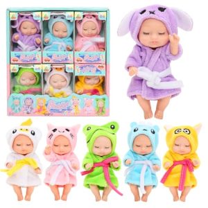 Miunana 6 PCS Mini Renascimento Bonecas Jogo DE para Bonecas Dormidas para Crianças Meninas Pode Lavar Bonecas Realistas para Crianças Brinquedos para Crianças Mini Bonecas para meninos e meninas (Estilo 5)
