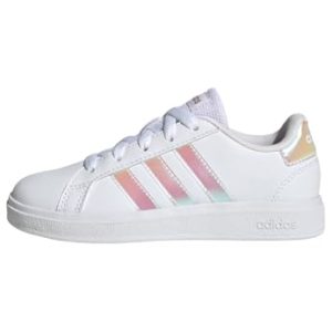 adidas Grand Court Lifestyle Lace Tênis, Tênis Unissex para crianças, Cloud White Iridescent Cloud White, 30 EU
