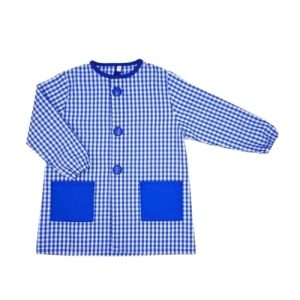 KINKIES Bata de jardim e escola para meninas e meninos com dois bolsos e punhos ajustáveis (Azul, 5 anos)