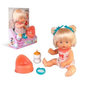 Nenuco Redutor com Surpresa, Boneca Bebê de 25 cm, Corpo Rígido e Cabelo Loiro, Bebê Água com o Biberão Incluído fará Xixi e Aparecerá uma Surpresa, Inclui Chupeta e 2 Laços, Famosa (NFNB2000)