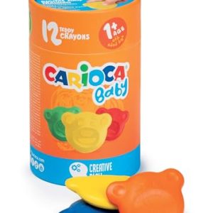 CARIOCA Ceras para bebê 1+ | tubo de 12 ceras coloridas em forma de urso, ceras para crianças a partir de 12 meses, 12 unidades