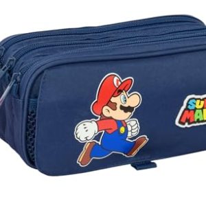 Super Mario Trick - Estojo Triplo Big, Estojo Infantil, Estojo para Criança, Ideal para Crianças em Idade Escolar, Confortável e Versátil, Qualidade e Resistência, 21.5x8x10 cm.