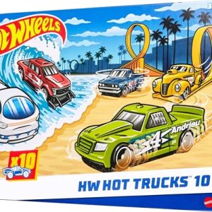 Pack Hot Wheels 10 Caminhões, Conjunto de Carros de Brinquedo que Inclui caminhonetes e Vans, Brinquedo +3 anos (HYM97)