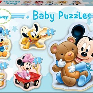 Educa - Baby Mickey Mouse 5 Quebra-Cabeças Progressivos de 3 a 5 Peças | Quebra-Cabeça para 2 anos | Quebra-Cabeça Infantil da Disney (13813)