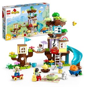 LEGO Duplo Casa da Árvore 3em1, Brinquedo para Meninos e Meninas de 3 Anos ou Mais, Jogo de Construção Educativo com Figuras de Família, Escorregador e Animais, Presente Educativo Infantil 10993